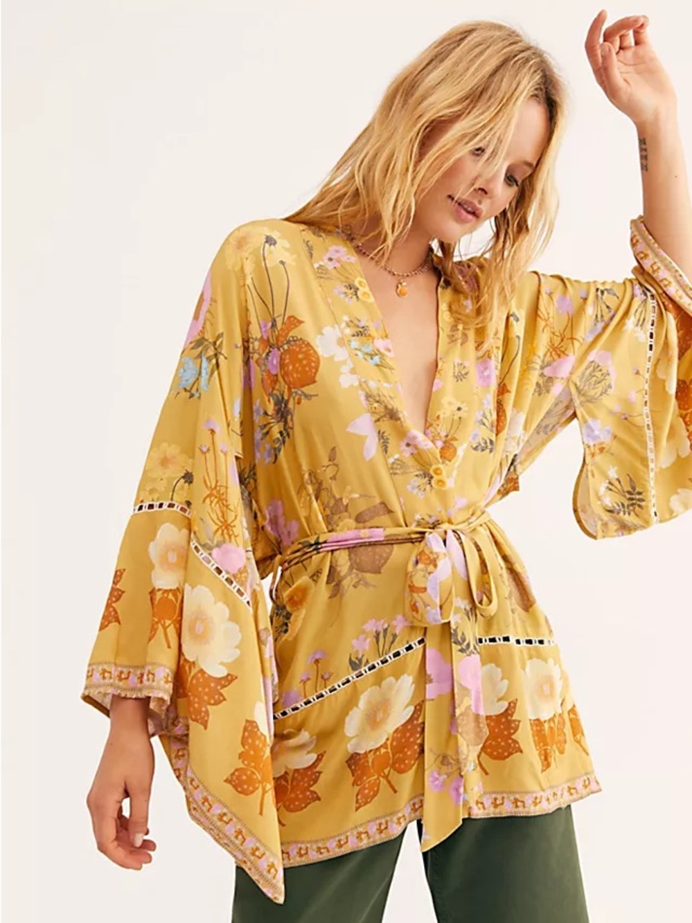 Free People Spell Designs Wild Bloom Short Kimono Robe - Size M/L